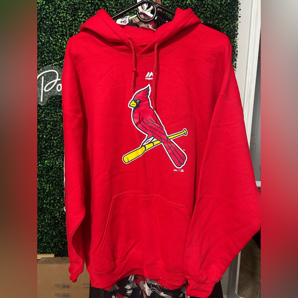 St. Louis Cardinals Majestic Red Hoodie Pullover Sweatshirt XL MLB - Picture 3 of 4